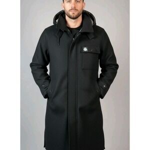 ✨ PRISTINE ✨ Swanndri New Zealand Wool Hooded Bush Coat Jacket Black Men's LG